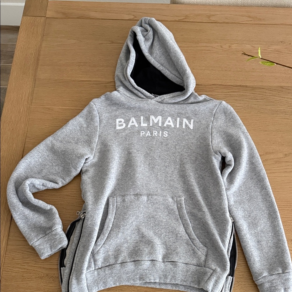 Balmain Kids Gray Hoodie with Logo